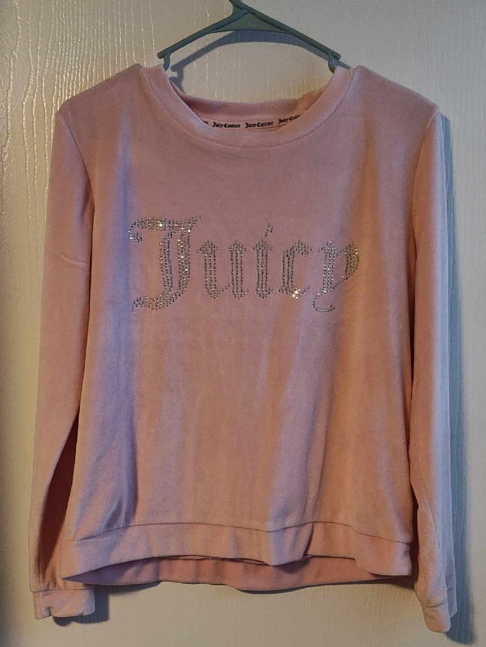 Juicy Couture Light Pink Velour Rhinestone Logo Pullover